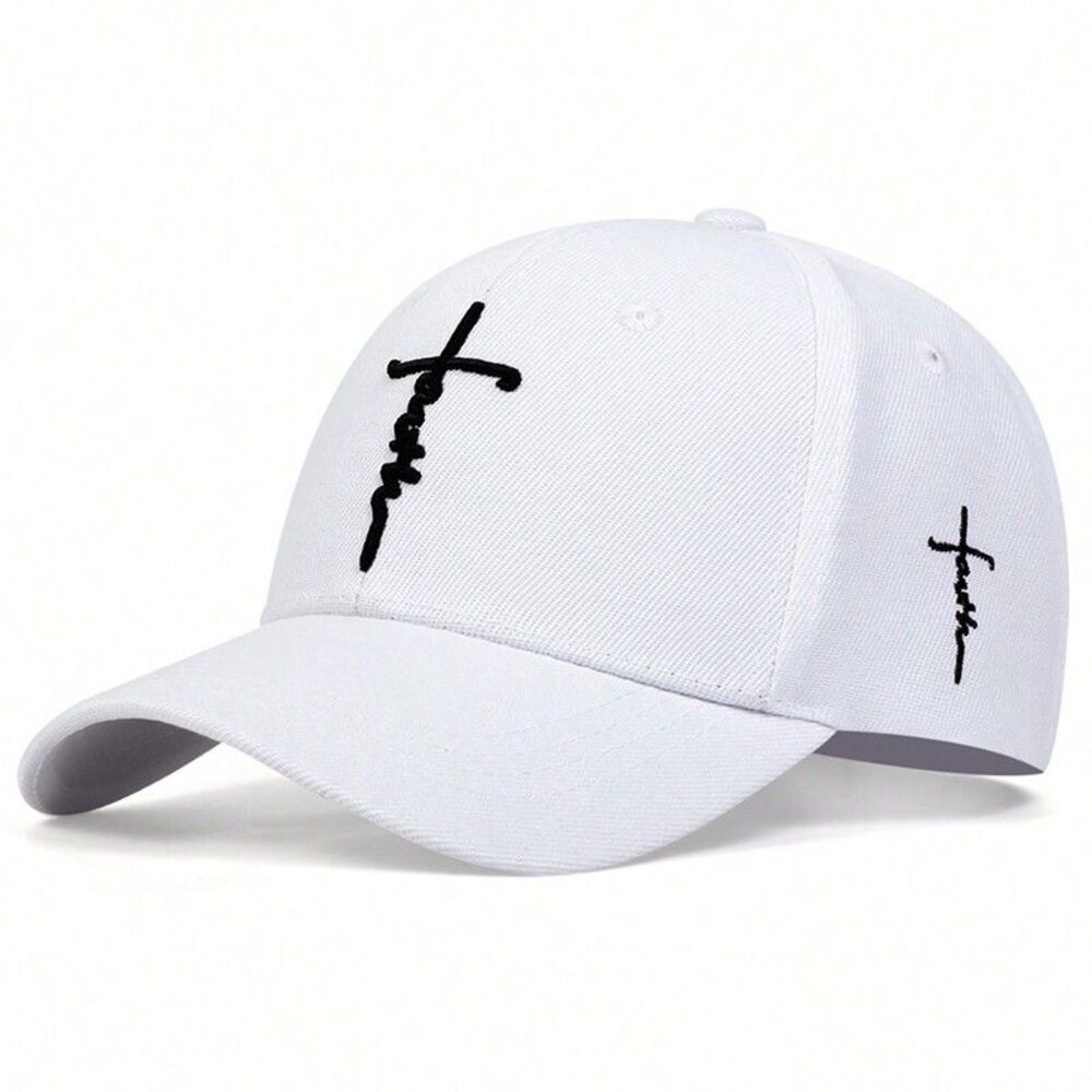 2 Pack Christian Faith Cross Baseball Cap Set Black White Embroidered Hats